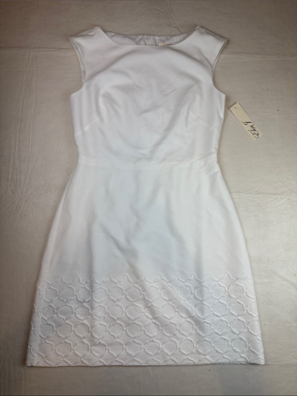 Eliza J Cap Sleeve Soutache Sheath Dress in ivory Size 6 NWT
